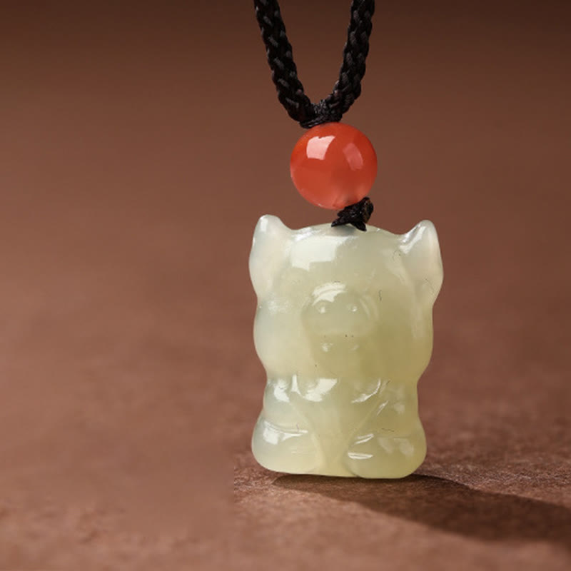 Kette Jade Südrot Achat Pferd Chinesischer Zodiak – Wohlstand Pig