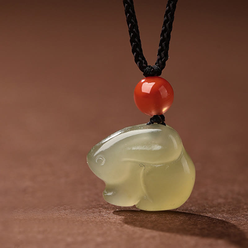 Kette Jade Südrot Achat Pferd Chinesischer Zodiak – Wohlstand Rabbit