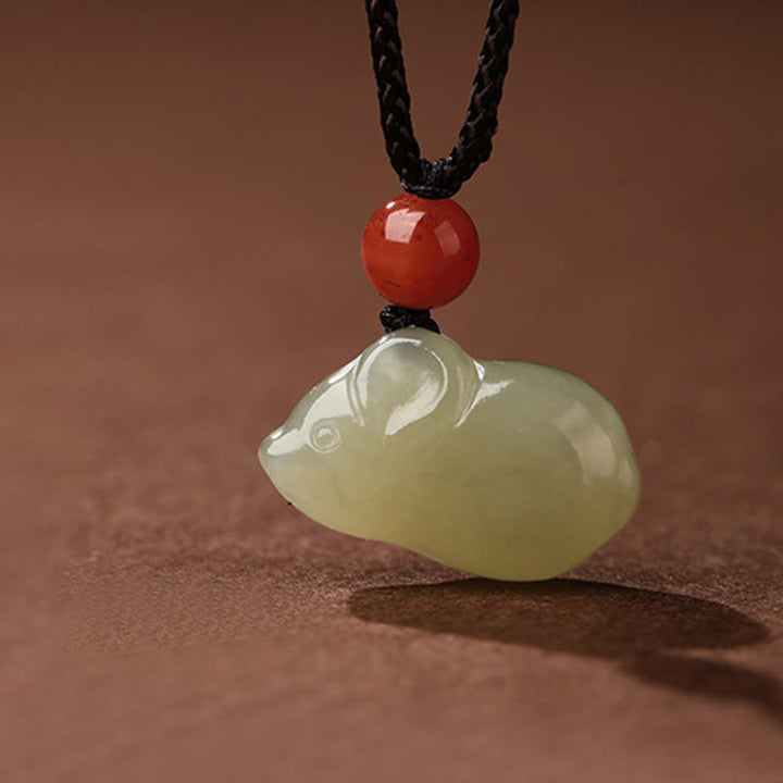 Kette Jade Südrot Achat Pferd Chinesischer Zodiak – Wohlstand Rat