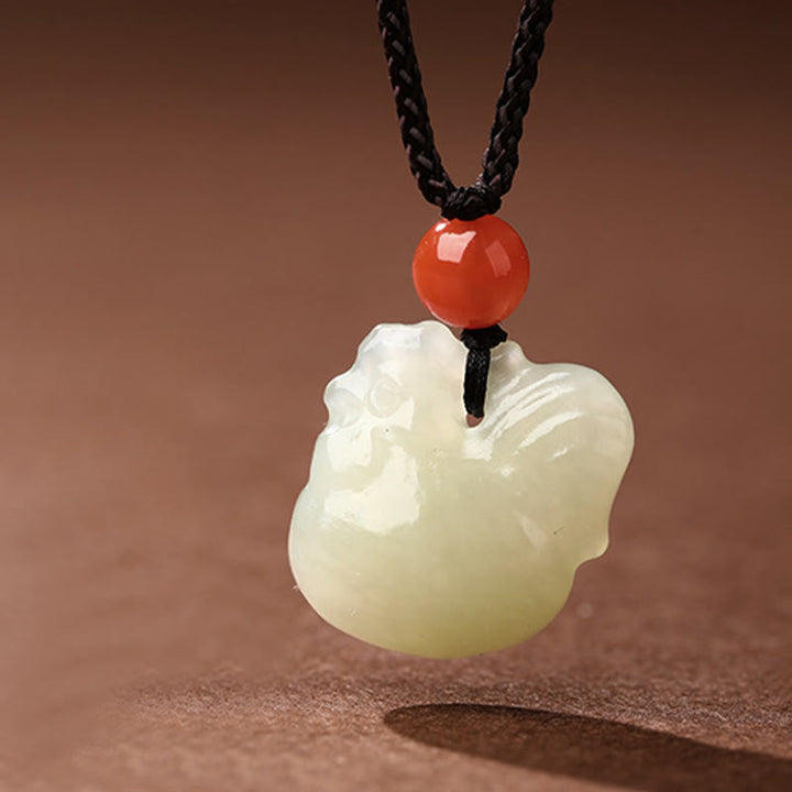 Kette Jade Südrot Achat Pferd Chinesischer Zodiak – Wohlstand Rooster