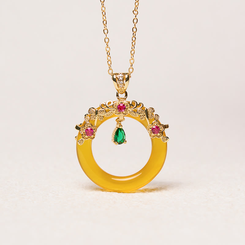 Grüner Chalzedon Buddha Schnalle Kette goldener Anhänger mit Steinen