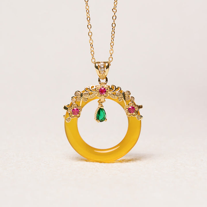 Grüner Chalzedon Buddha Schnalle Kette goldener Anhänger mit Steinen