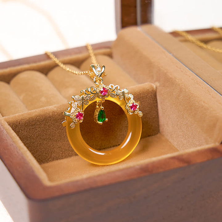 Grüner Chalzedon Kette Buddha Schnalle goldene Halskette Naturstein Anhänger