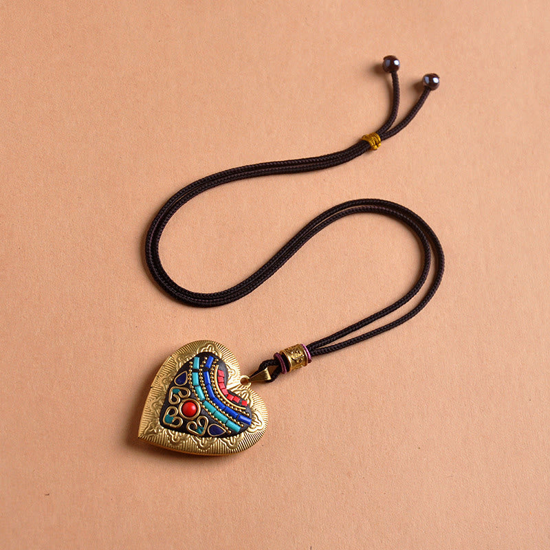 Kette Kupfer Kwan Yin – Wohlstand Heart-Shaped Rope(Necklace Length:72cm)