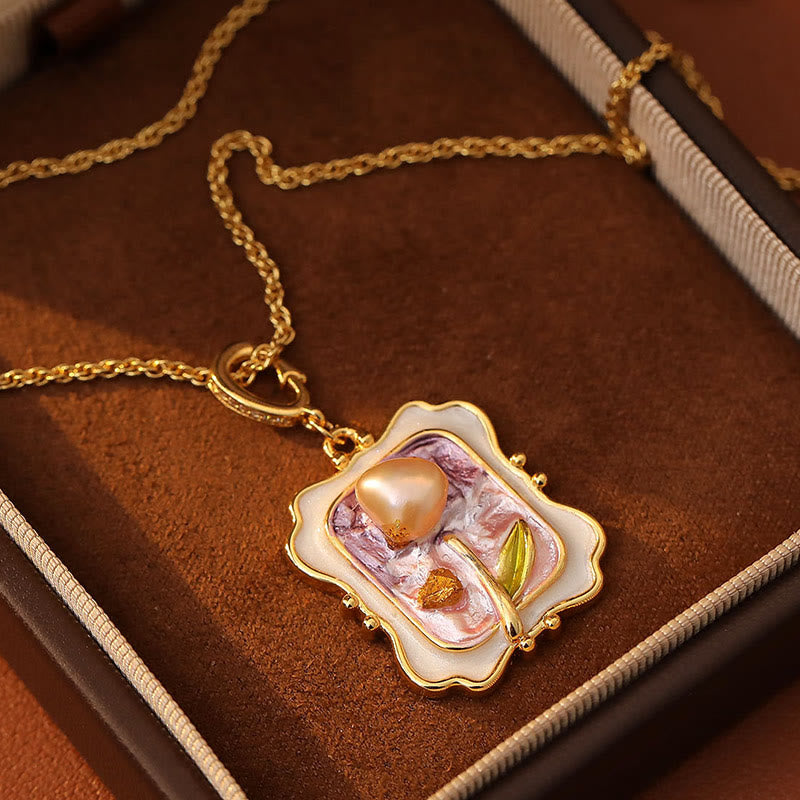 Blumen-Kette mit Perle aus Kupfer Naturstein Heilung Anhänger