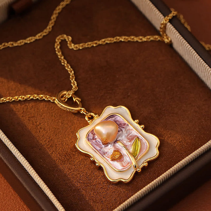 Blumen-Kette mit Perle aus Kupfer Naturstein Heilung Anhänger