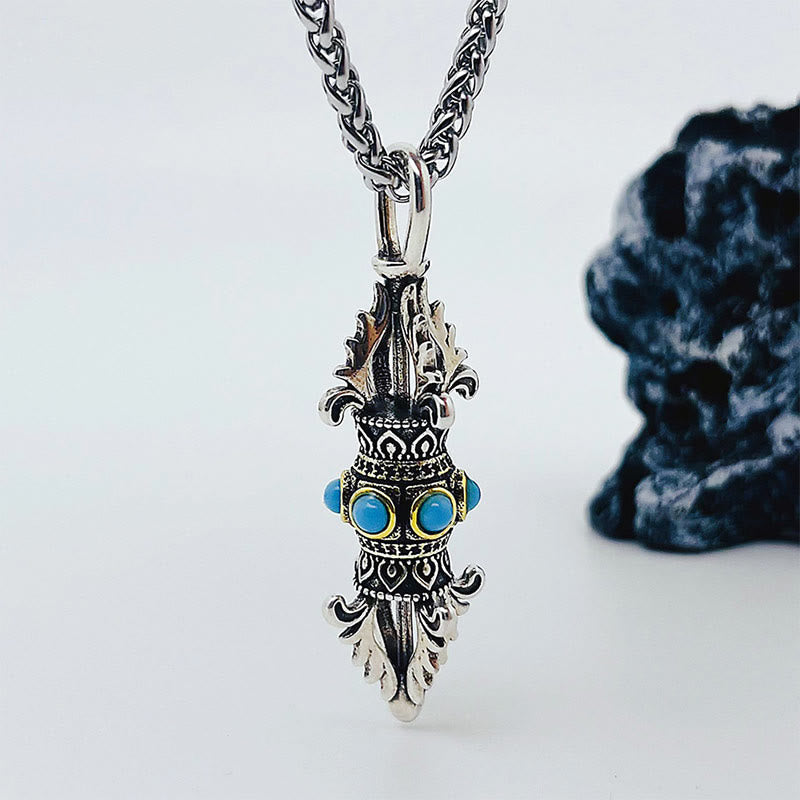 Tibetische Kette Kupfer Vajra mit blauen Steinen Glück