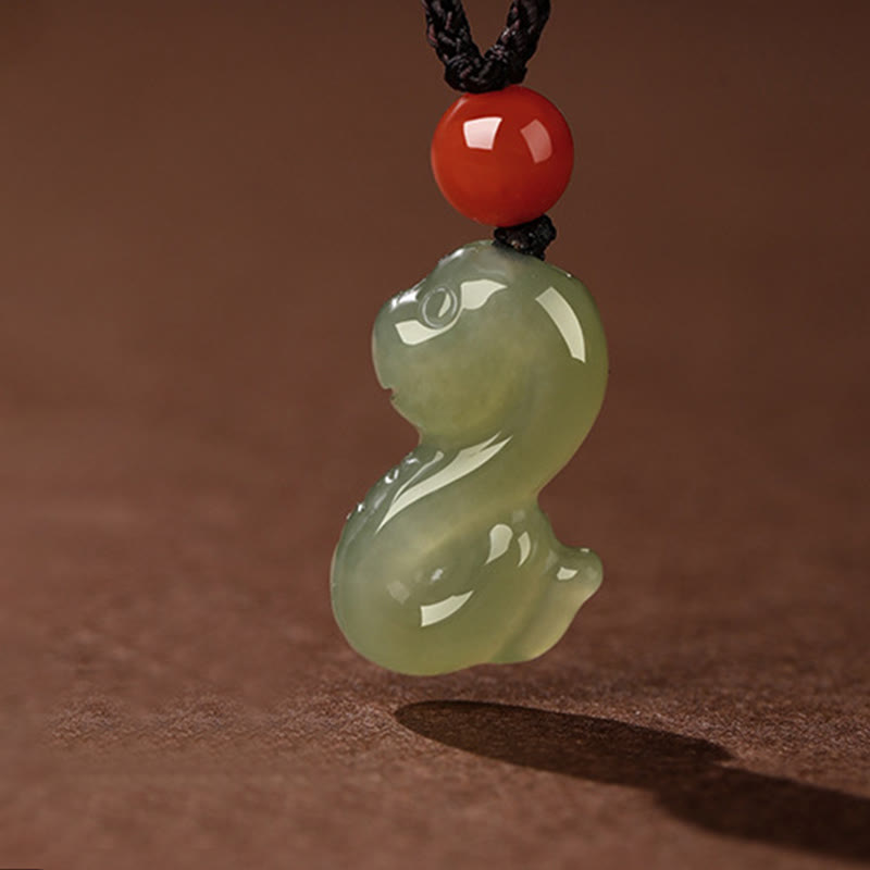 Kette Jade Südrot Achat Pferd Chinesischer Zodiak – Wohlstand