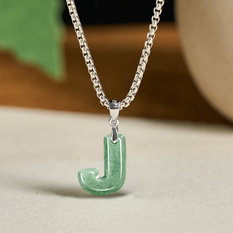 Kette Jade Buchstabe Titanstahl Natur – Wohlstand