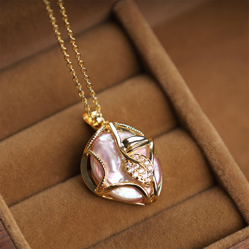 Kette Perle Blume Natur Kupfer – Aufrichtigkeit Purple Baroque Pearl
