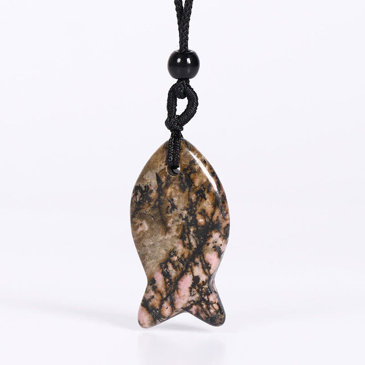 Kette Rosenquarz Amethyst Topas Koi-Fisch – Erfolg Rhodonite