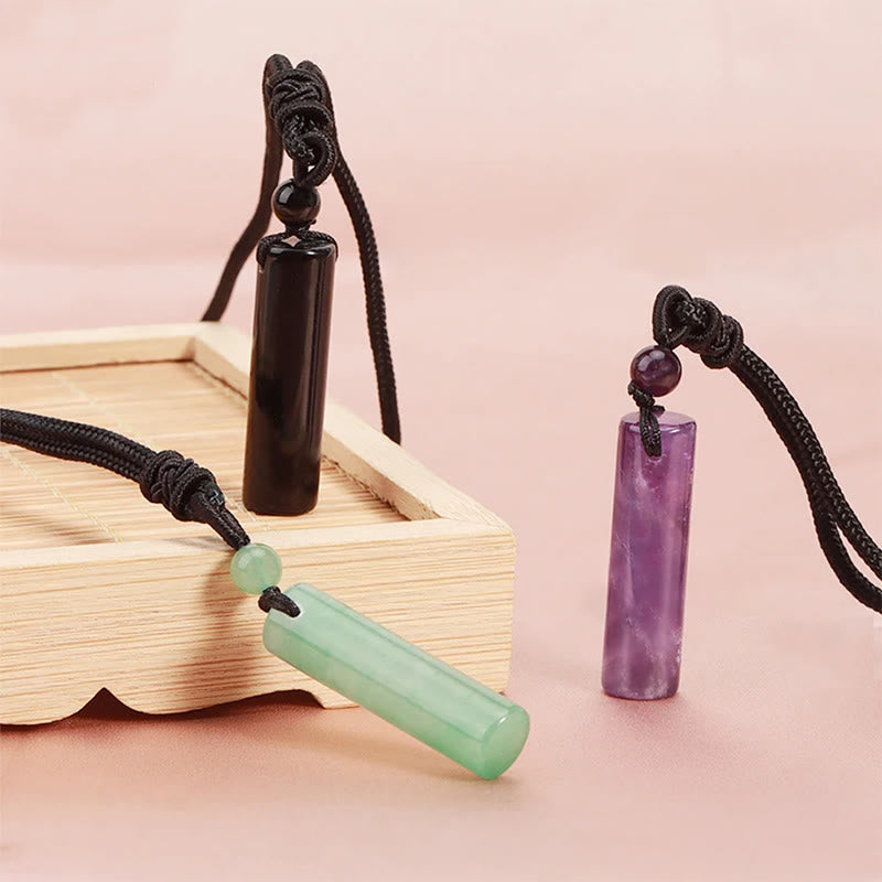 Amethyst Aventurin Obsidian Zylinder Kette Heilung Anhänger Naturstein