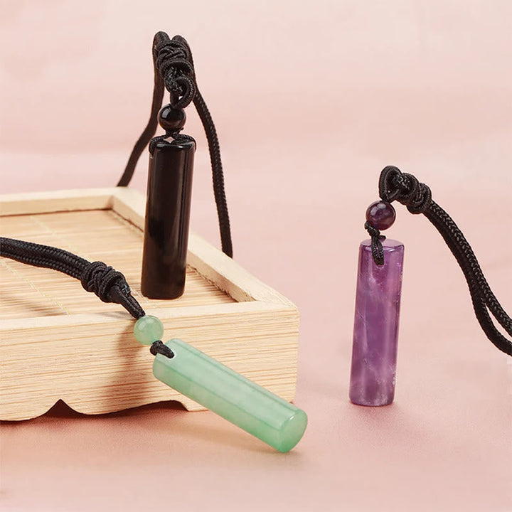 Amethyst Aventurin Obsidian Zylinder Kette Heilung Anhänger Naturstein