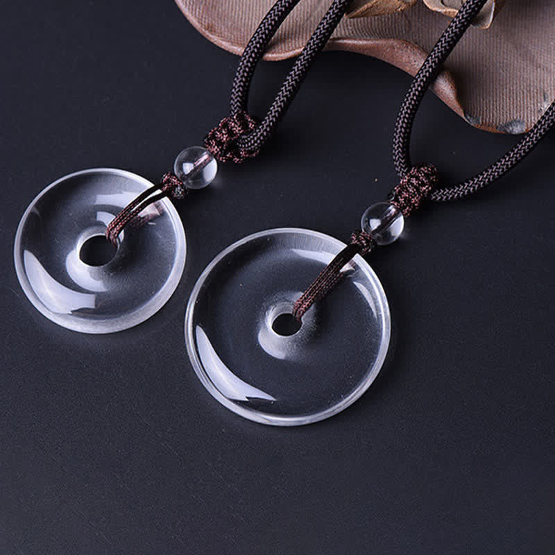 Bergkristall Kette mit Yin-Yang Anhänger Naturstein Schutz Meditation