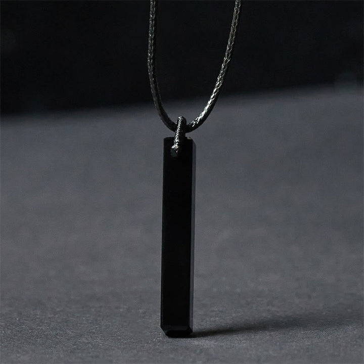 Kette Schwarzer Obsidian Blauer Sandstein – Transformation Black Obsidian