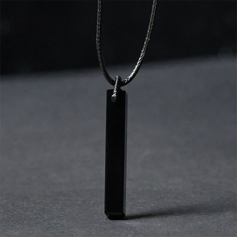 Kette Schwarzer Obsidian Blauer Sandstein – Transformation