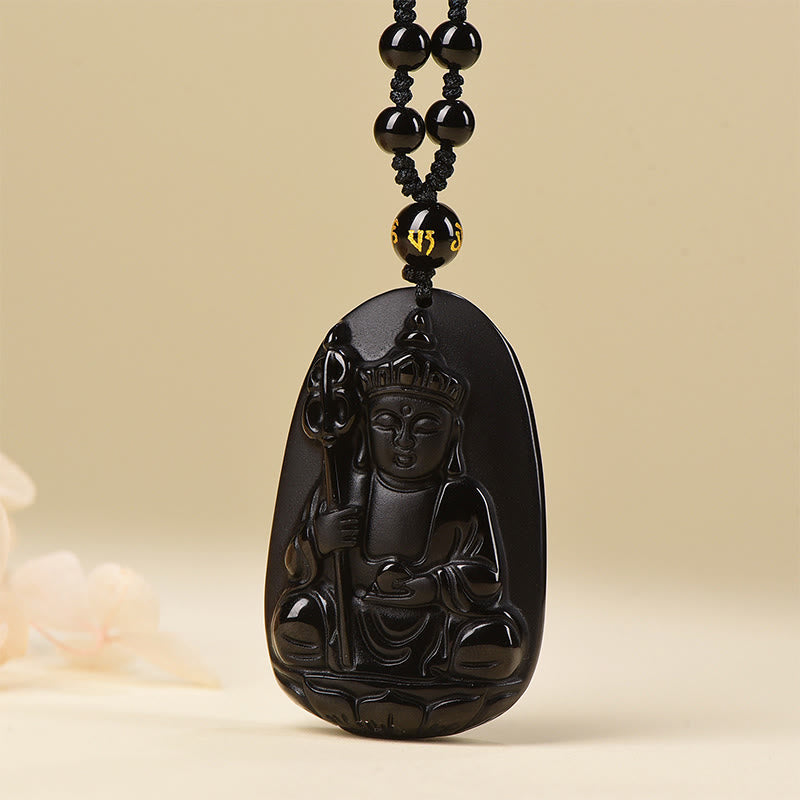 Kette Schwarzer Obsidian Ksitigarbha – Erfüllung