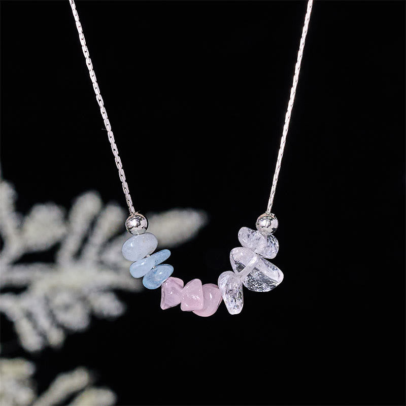 Kette Schwarzer Obsidian Rosenquarz – Stärke Aquamarine Pink Crystal