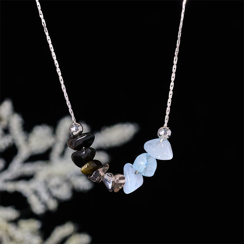 Kette Schwarzer Obsidian Rosenquarz – Stärke