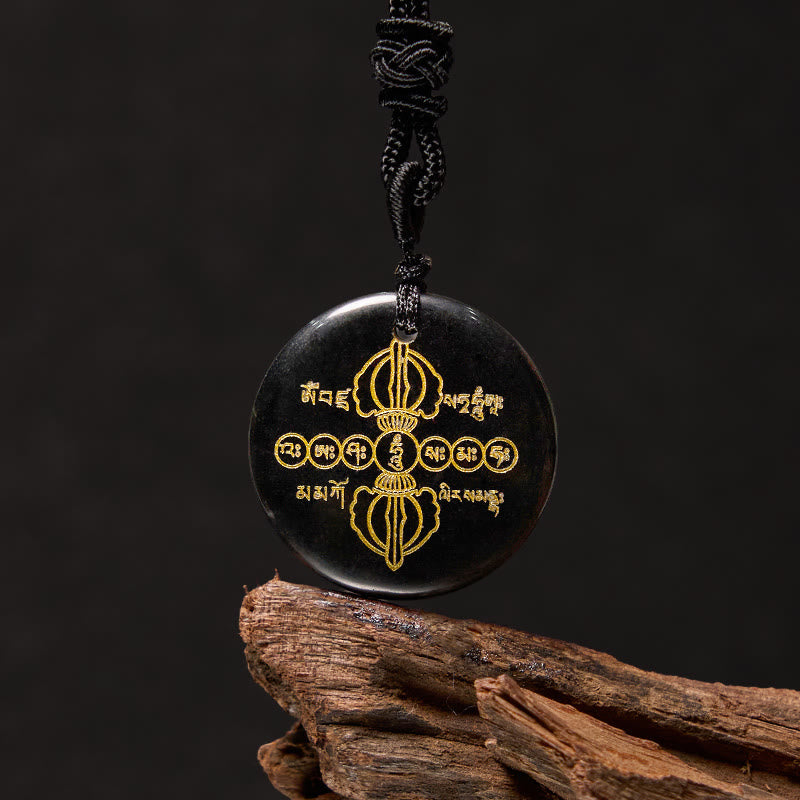 Kette Schwarzer Obsidian Vajra Natur – Erfüllung Black Obsidian