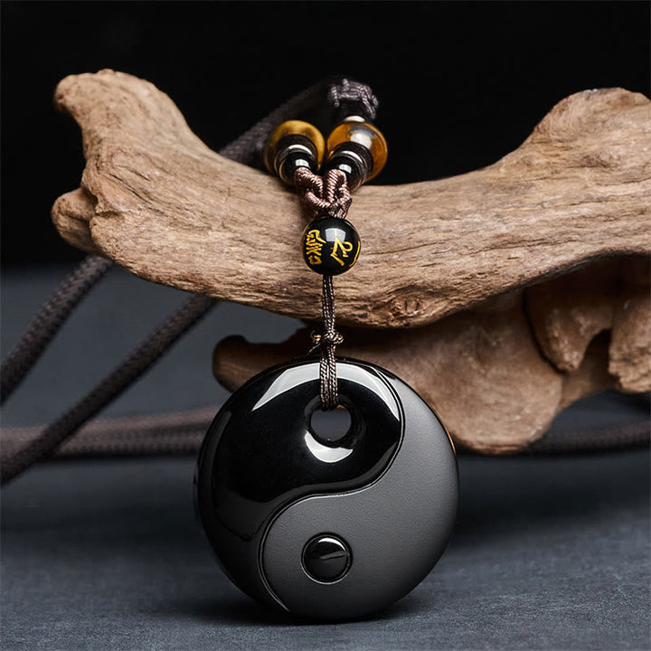 Kette Schwarzer Obsidian Yin Yang – Stärke