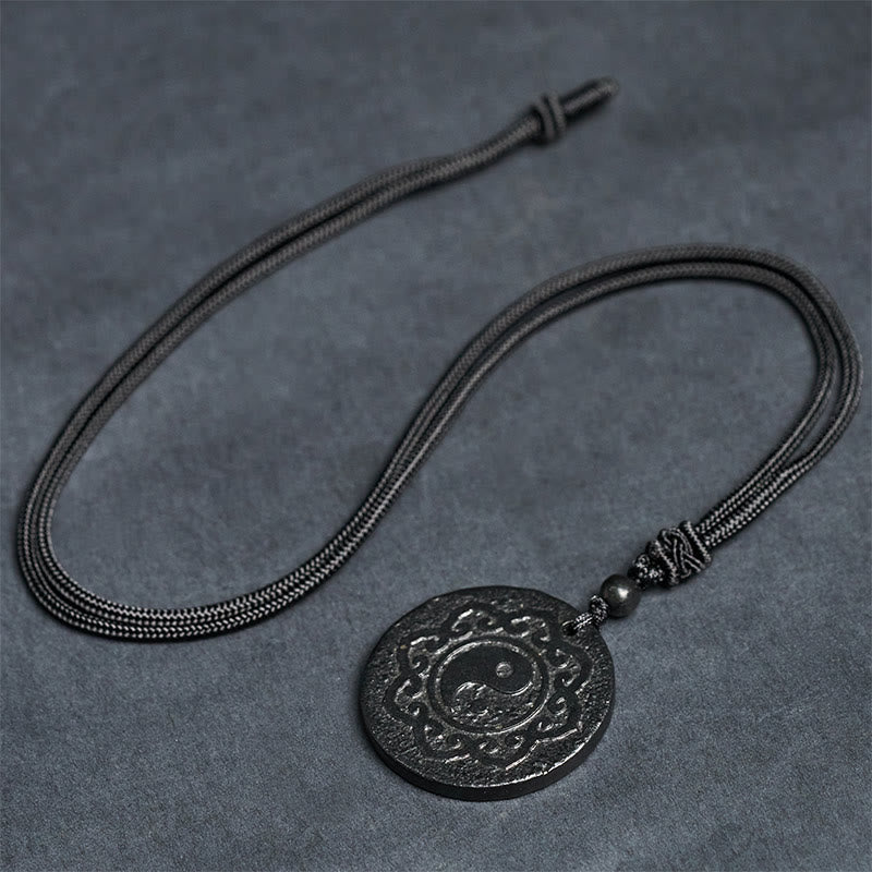 Yin Yang Kette Shungit Anhänger Tai Chi Symbol schwarzer Naturstein Stärke