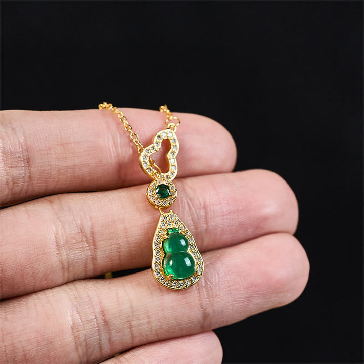 Kette Bunte Kürbis Kupfer Balance grüne Jade Anhänger elegant