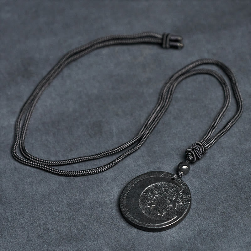 Schwarze Kette Shungit mit rundem Anhänger Schutz Naturstein