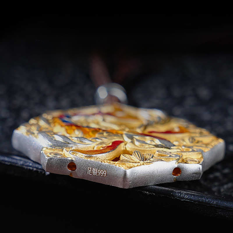 Vergoldeter Koi-Fisch Anhänger Sterlingsilber Kette Glück Silber