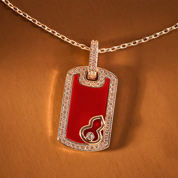 Kupfer Kette roter Anhänger Kristall Hohldesign Schutz Symbol