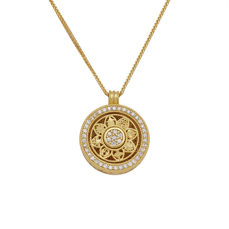 Kette Sterlingsilber Acht Schätze Luo Pan – Segen 925 Sterling Silver(Diameter: 15mm)