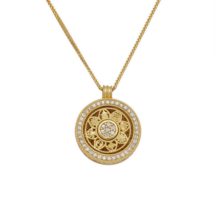 Kette Sterlingsilber Acht Schätze Luo Pan – Segen 925 Sterling Silver(Diameter: 15mm)