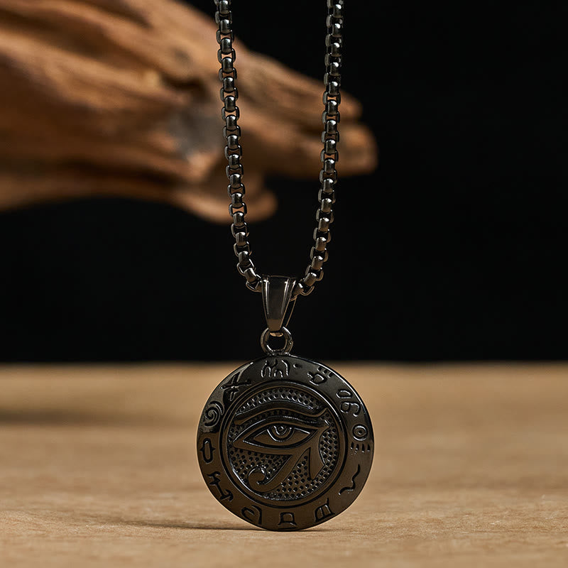 Titanstahl Kette mit schwarzem Böses Auge Anhänger spirituelle Balance
