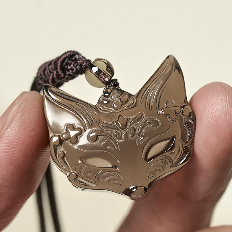 Obsidian Kette Fuchs-Relief Schutz Amulett Anhänger mit feinen Gravuren