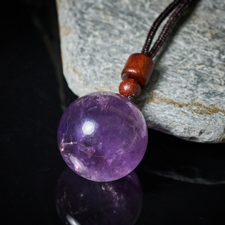 Kette mit Amethyst Kugel Anhänger Naturstein Schutz Energie Kristall
