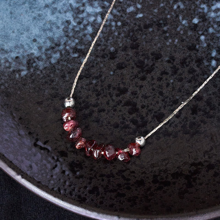 Rosenquarz Kette mit schwarzem Obsidian Anhänger Stärke