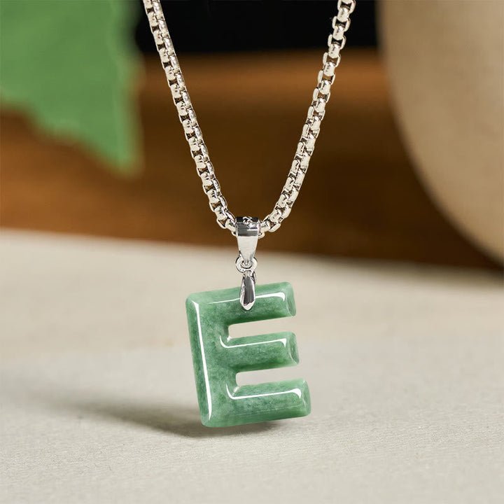 Kette Jade Buchstabe Titanstahl Natur – Wohlstand