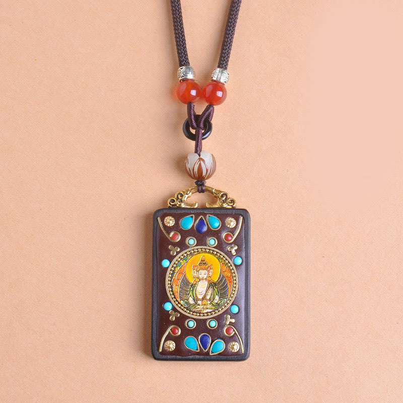 Yin Yang Buddha Kette Anhänger mit farbigen Natursteinen