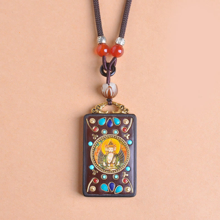 Yin Yang Buddha Kette Anhänger mit farbigen Natursteinen