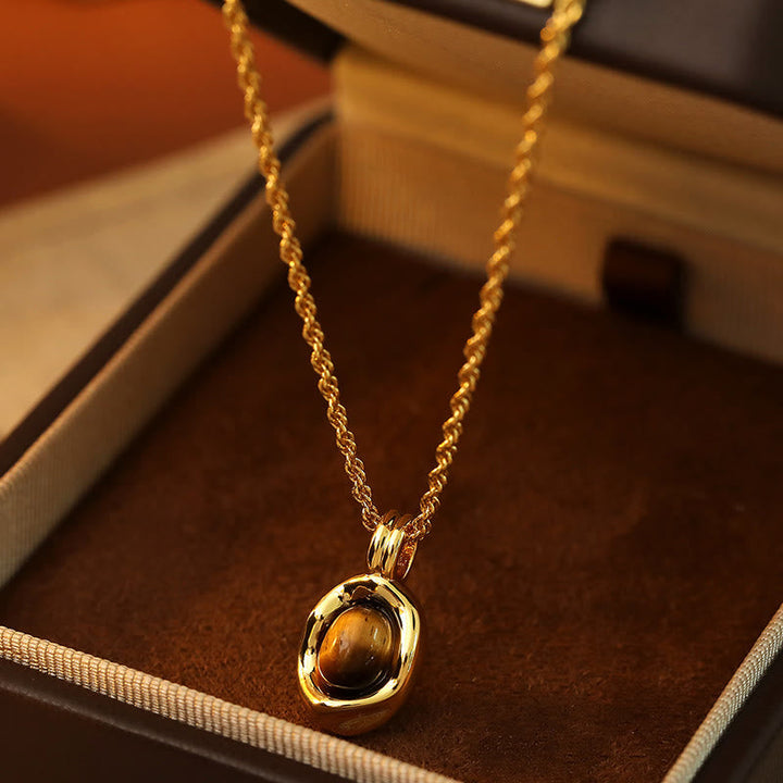 Kette Tigerauge Rote Achat Kupfer Tiger Eye(Size: About 1.9*1.2*0.6cm)