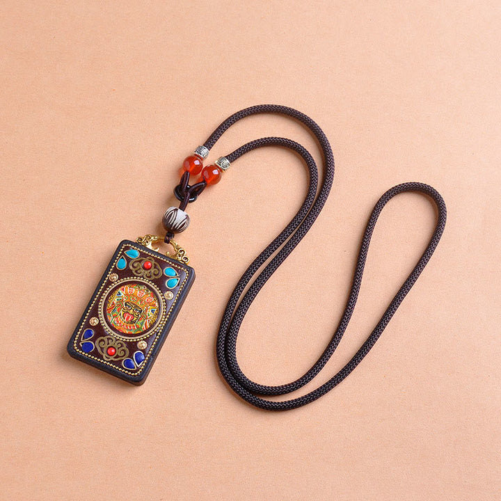 Ebenholz Kette mit Yin Yang Kupfermünze Anhänger Gleichgewicht Schmuck