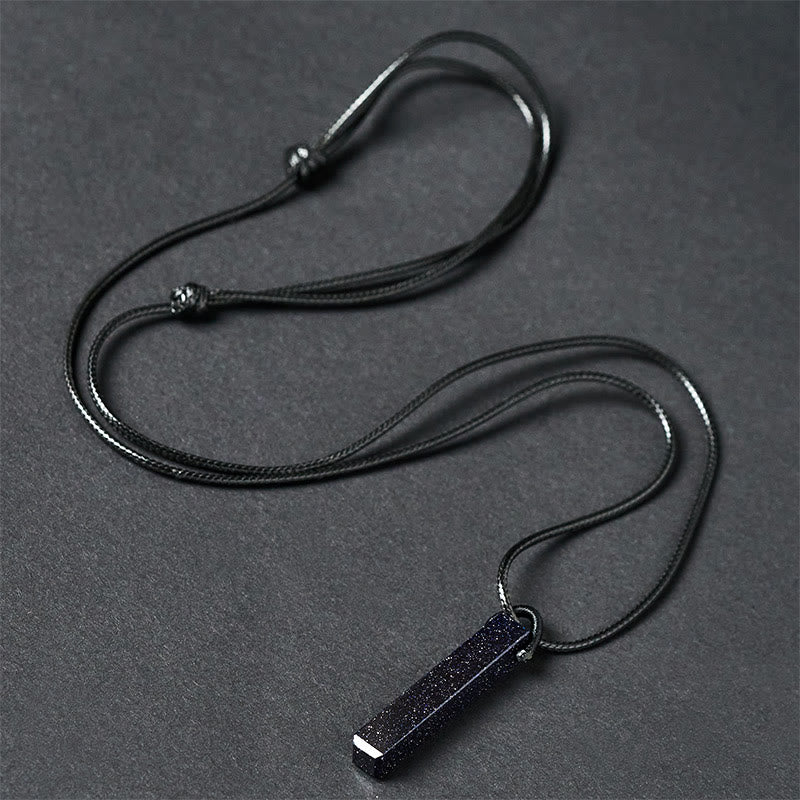 Schwarze Obsidian Kette am Seil schwarzer Naturstein Anhänger