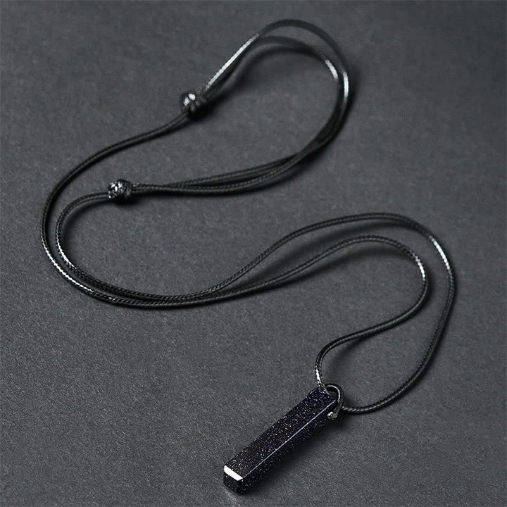 Schwarze Obsidian Kette am Seil schwarzer Naturstein Anhänger