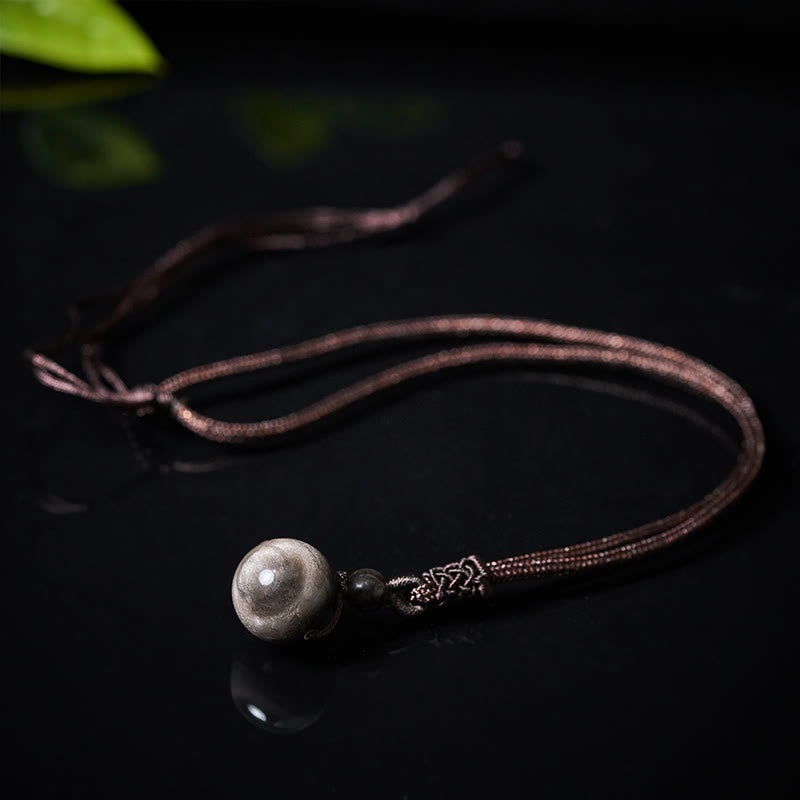 Schwarze Kette mit Obsidian Regenbogen Anhänger eleganter Naturstein Schmuck