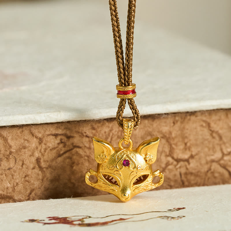 Vergoldeter Fuchs Anhänger goldene Seilstruktur Kette feines Messing