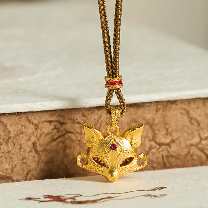 Vergoldeter Fuchs Anhänger goldene Seilstruktur Kette feines Messing