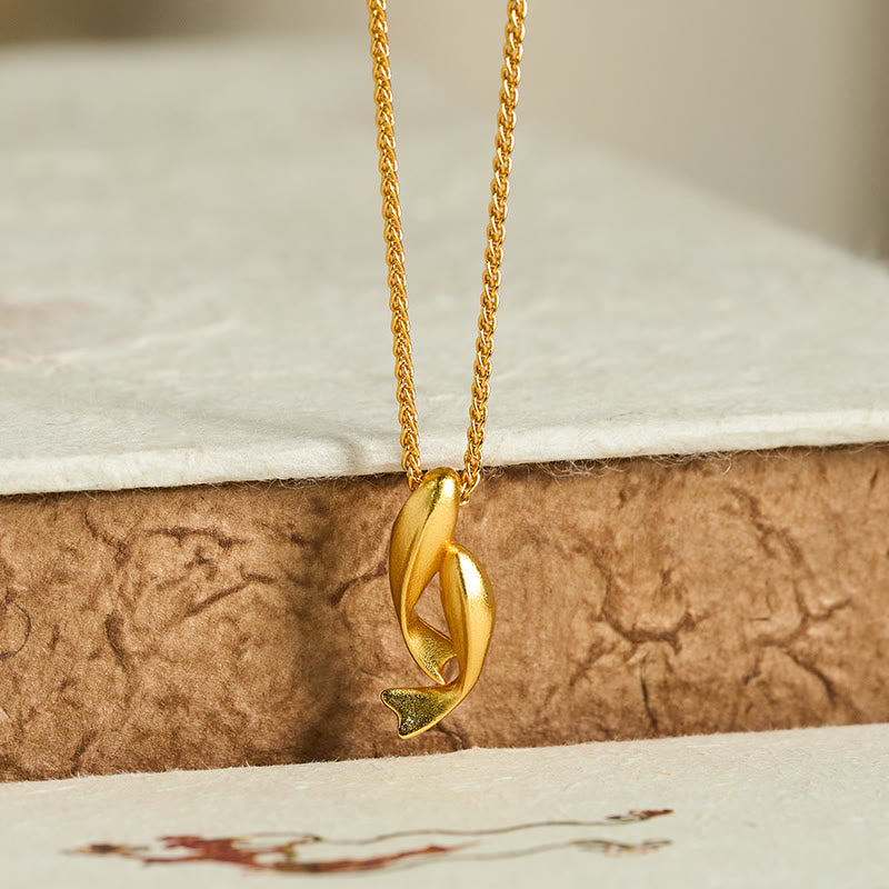 Goldene Kette Vergoldetes Messing Koi-Fische Wohlstand Anhänger eleganter Schmuck