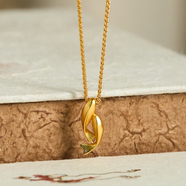 Goldene Kette Vergoldetes Messing Koi-Fische Wohlstand Anhänger eleganter Schmuck