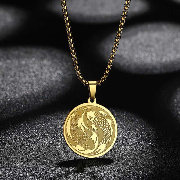 Elegante goldene Koi-Fische Kette Edelstahl Anhänger Erfolg Premium Schmuck