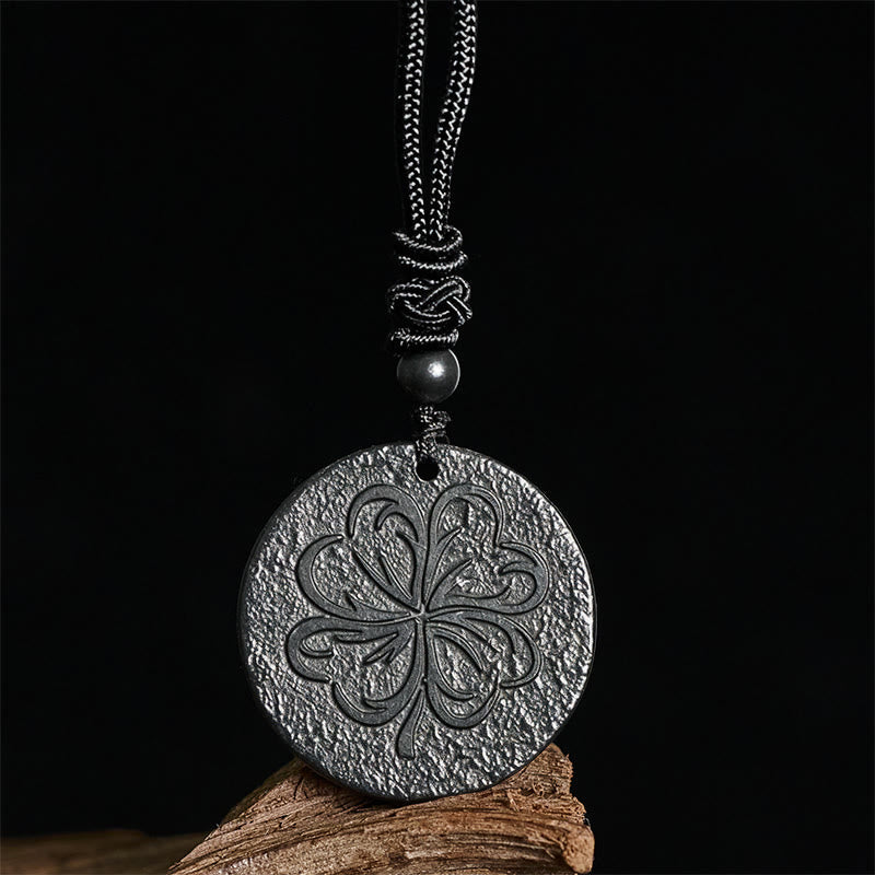 Silber Kette Shungit Kleeblatt Schutz Anhänger schwarzer Naturstein